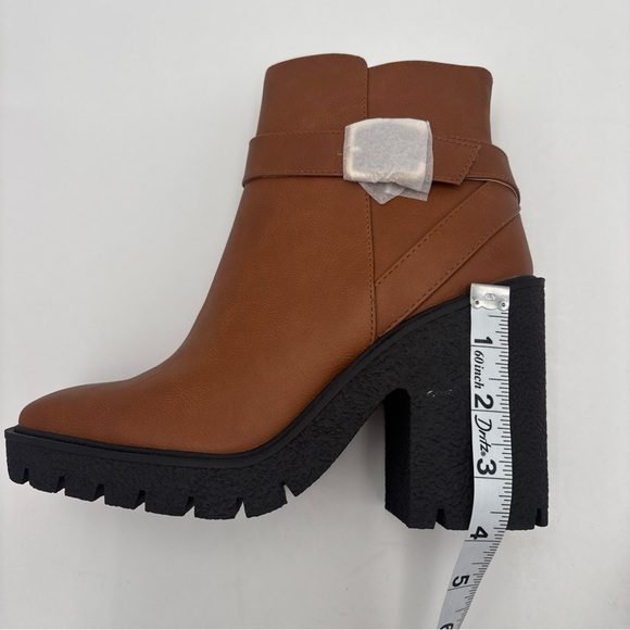 Aldo Tan Ankle Boots with Black Chunky Heel